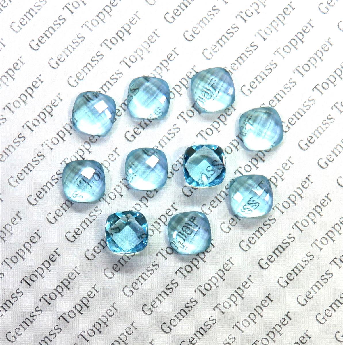 Sky Blue Topaz 10x10 mm Cushion Checker